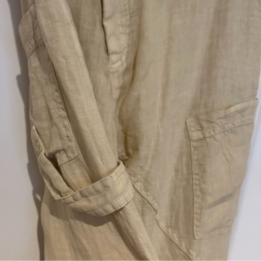 NWT ZARA Beige Linen Stylish Crossover Cargo Pant. Size Medium. - Picture 10 of 16